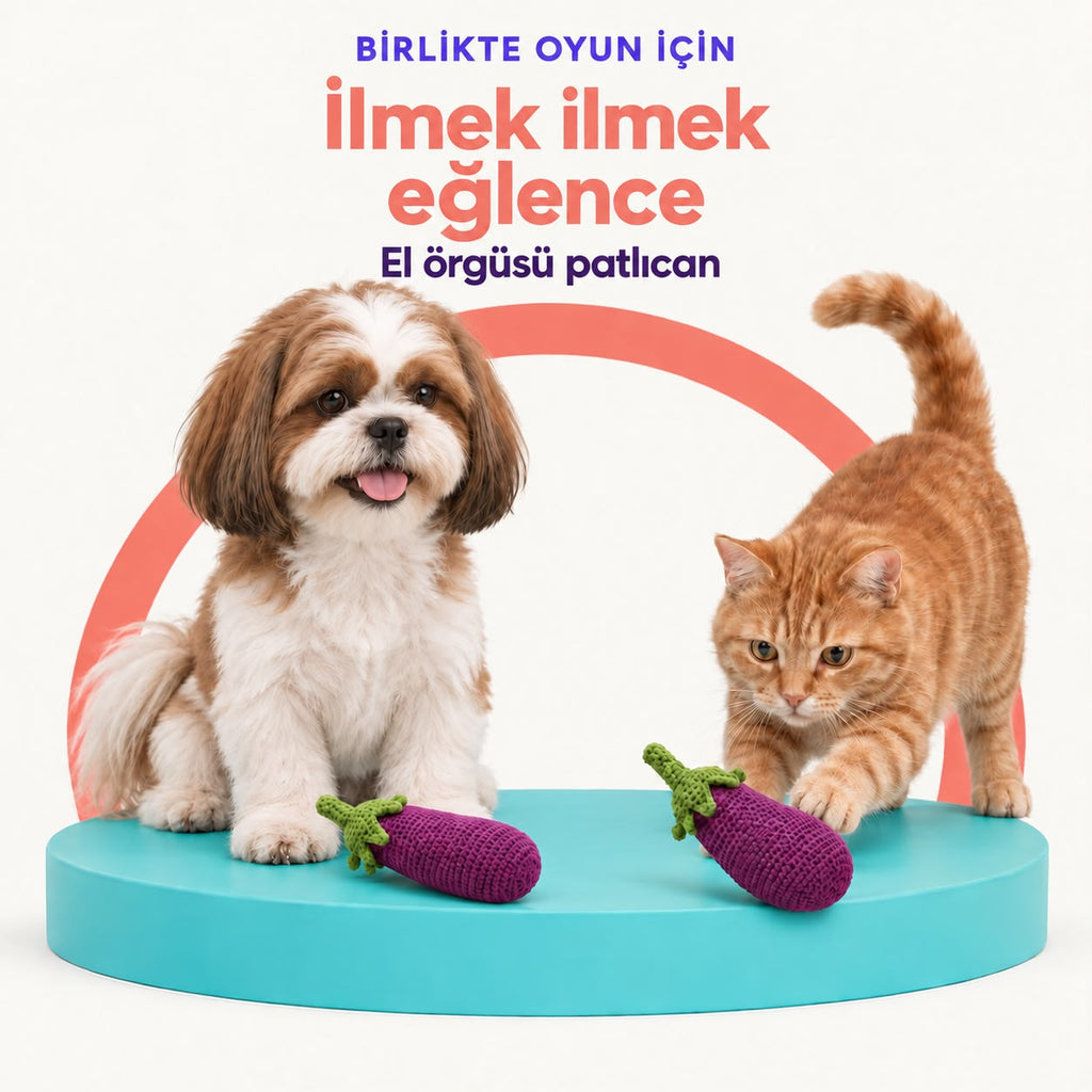 Patlıcan | El Örgüsü Kedi ve Köpek Oyuncağı